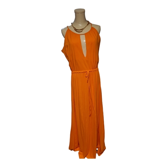 Reg $170 Moda International Orange Maxi  Dress size L - Picture 2 of 4